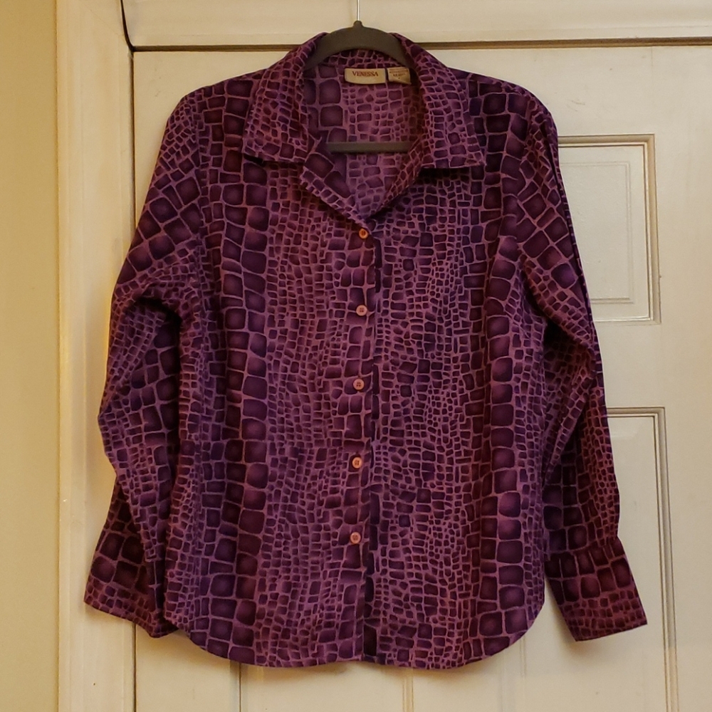 VENESSA LONG SLEEVE WOMEN PURPLE SHIRT SZ L